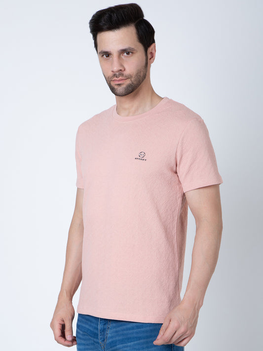 Men  Jaquard Peach T-Shirt