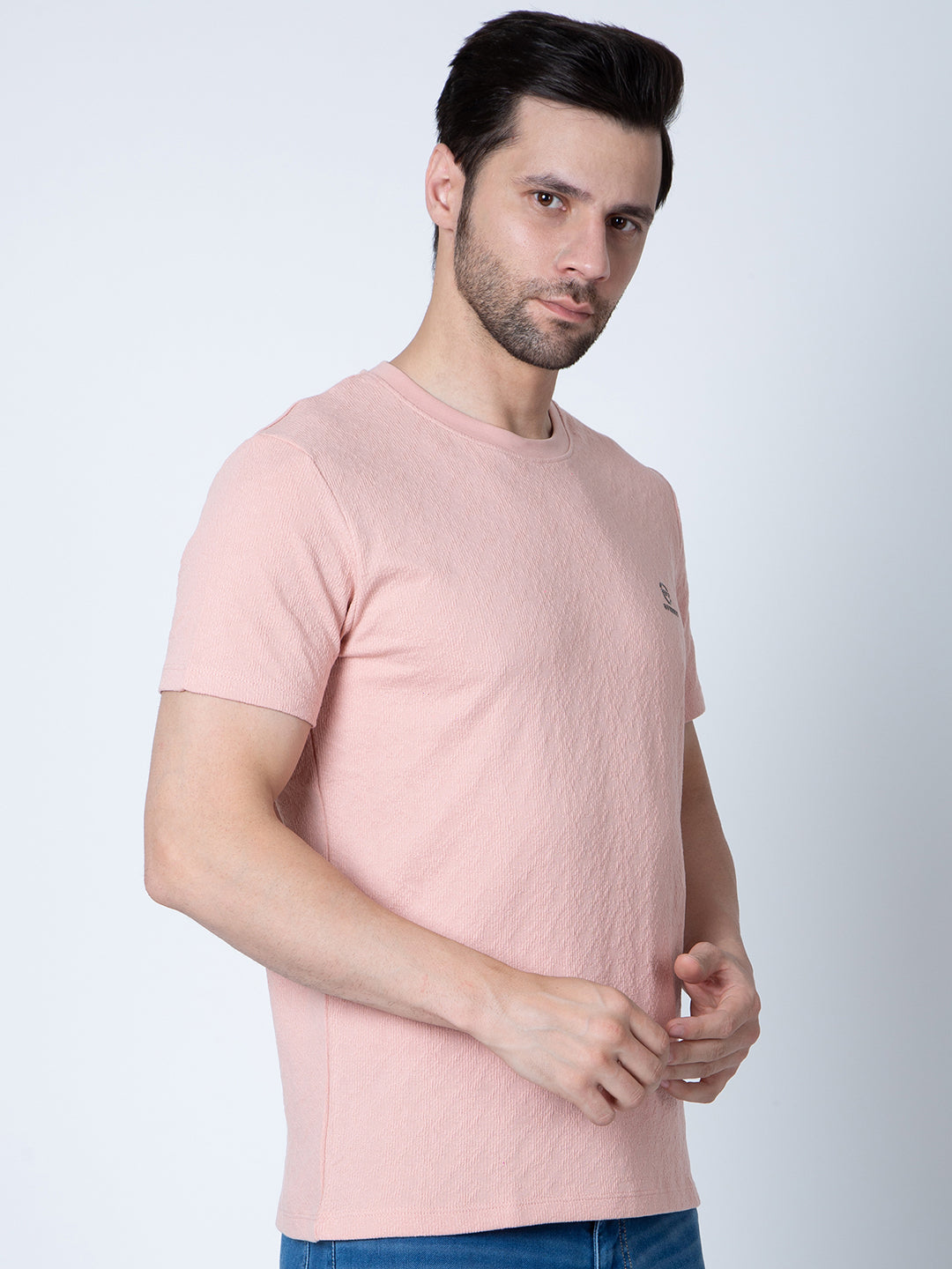Men  Jaquard Peach T-Shirt