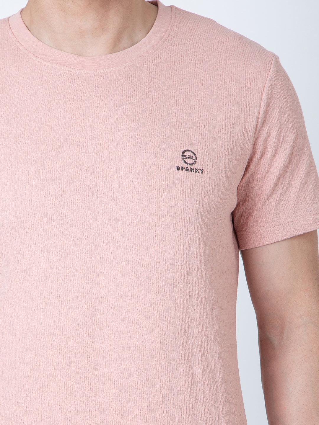 Men  Jaquard Peach T-Shirt