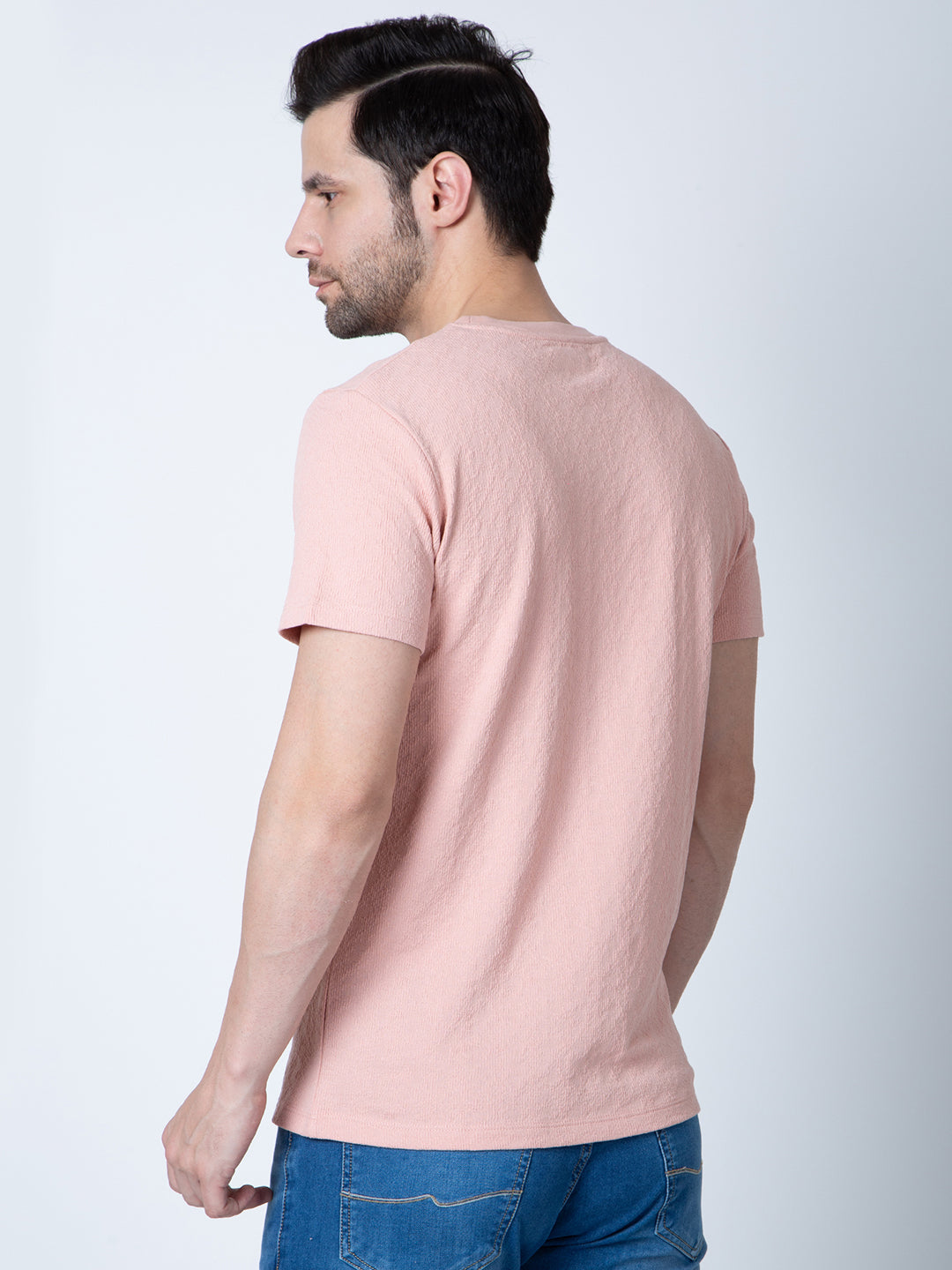 Men  Jaquard Peach T-Shirt