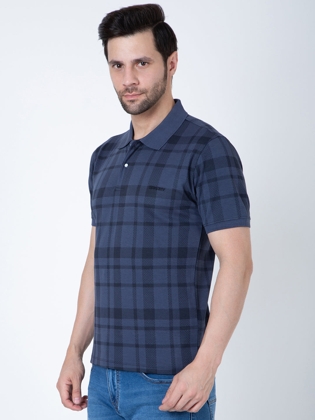 Men Polo Printed Navy T-Shirt