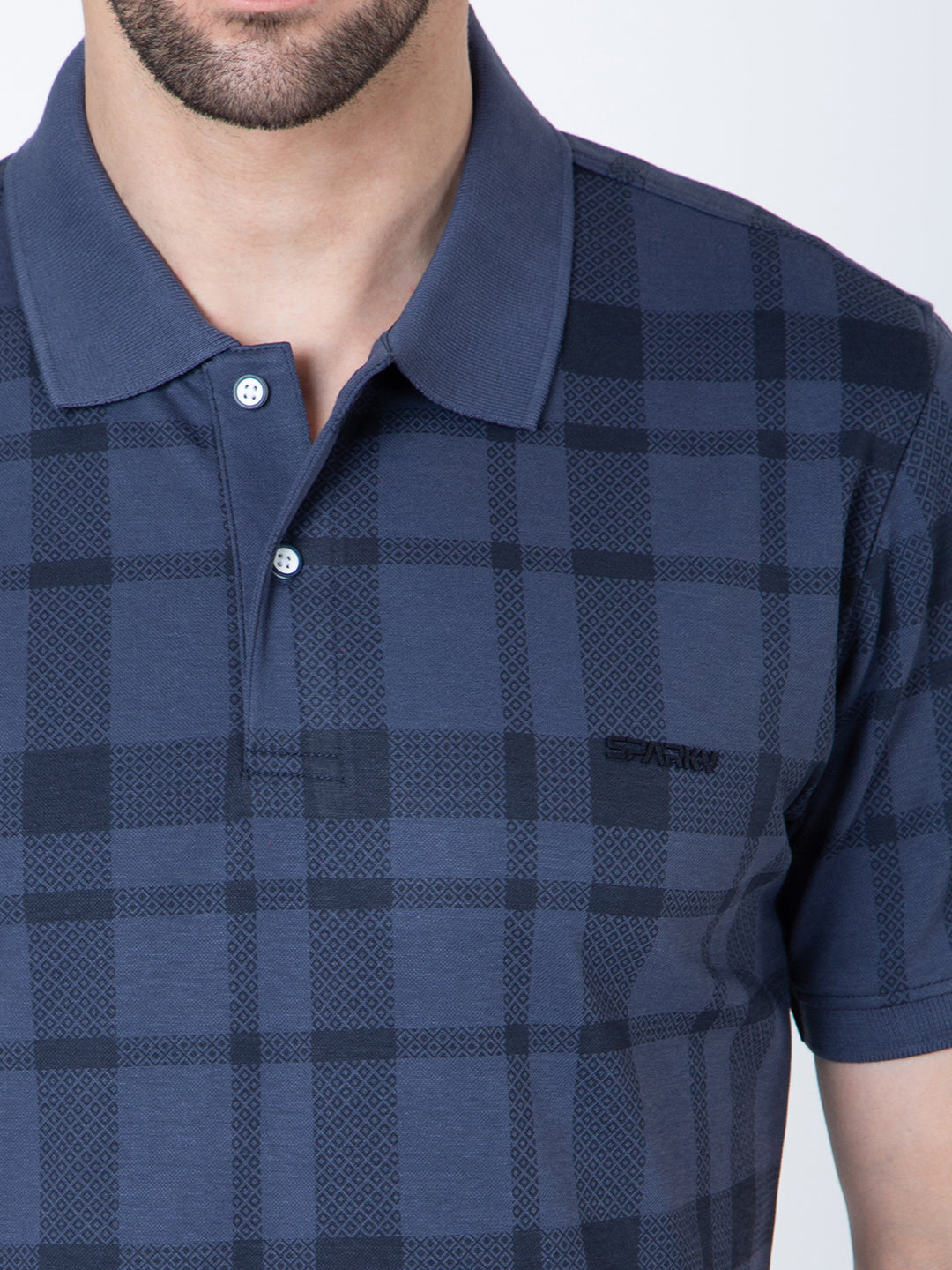 Men Polo Printed Navy T-Shirt