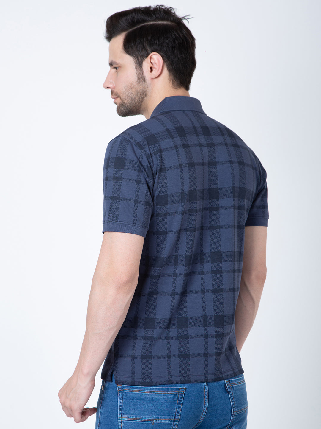 Men Polo Printed Navy T-Shirt