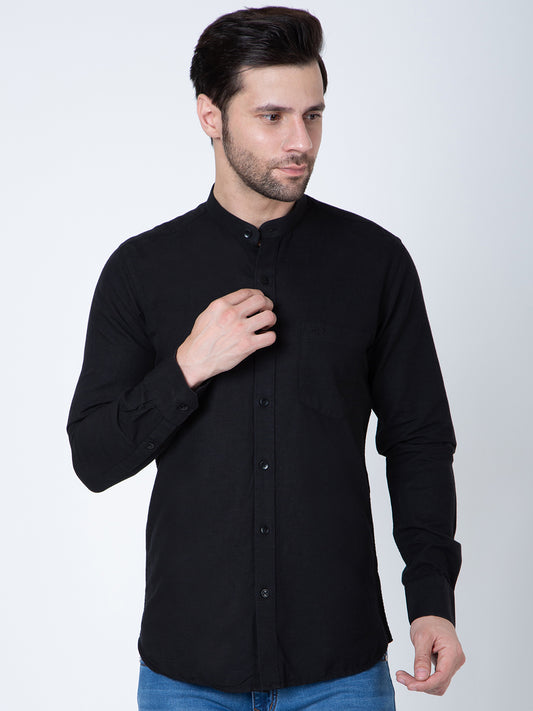 Men Black Bane Collor Shirt