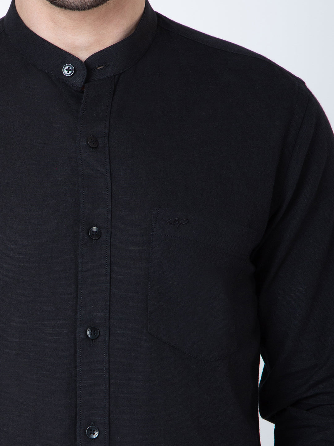 Men Black Bane Collor Shirt