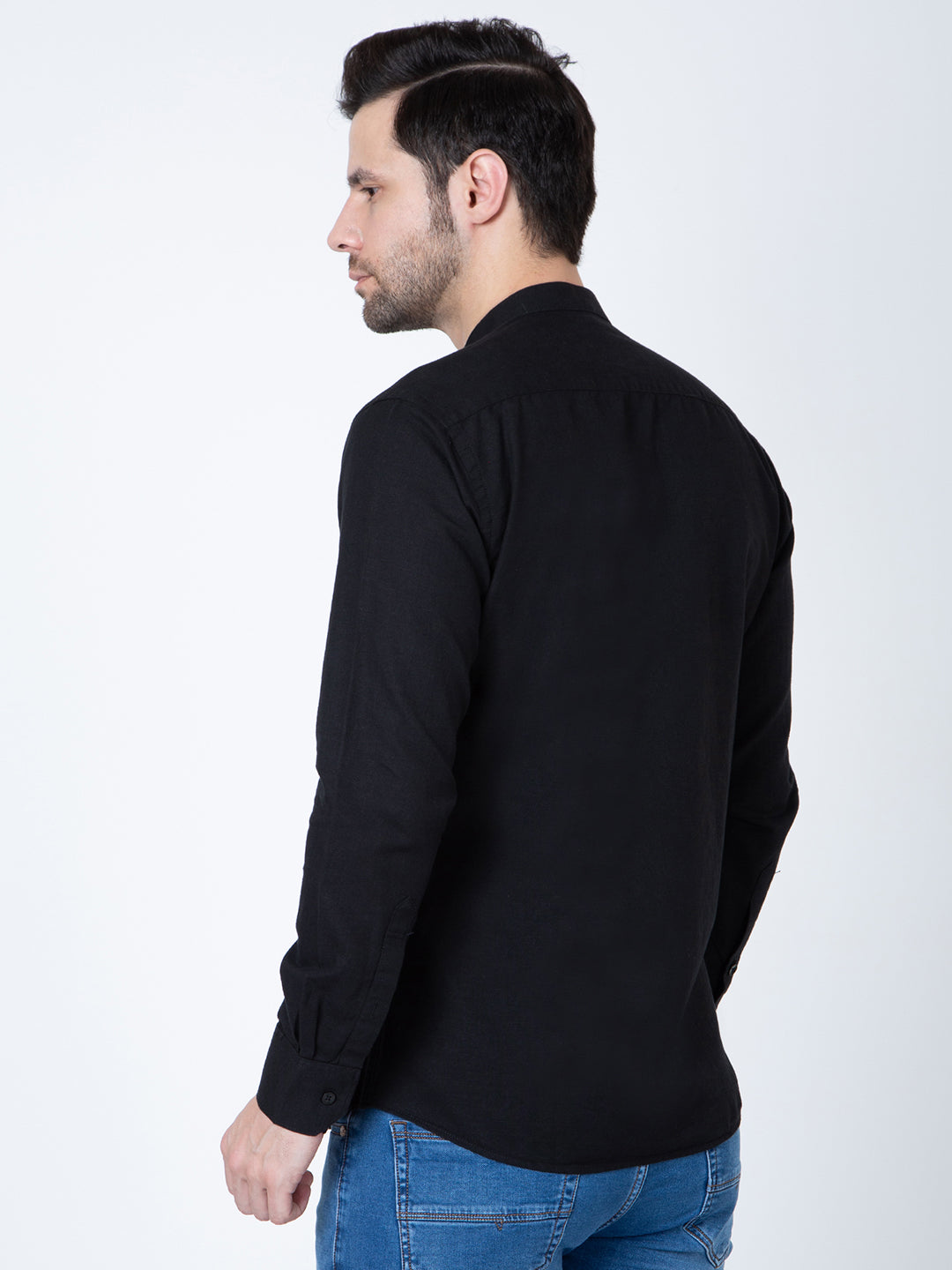 Men Black Bane Collor Shirt