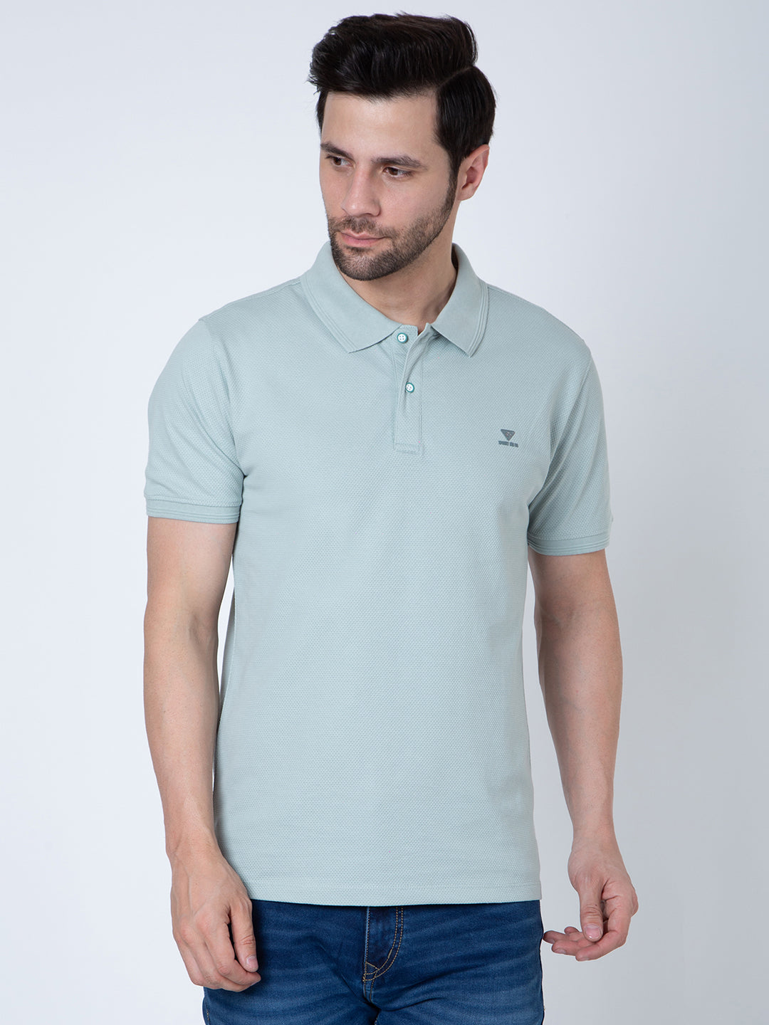 Men Polo Popcorn Sea Green T-Shirt