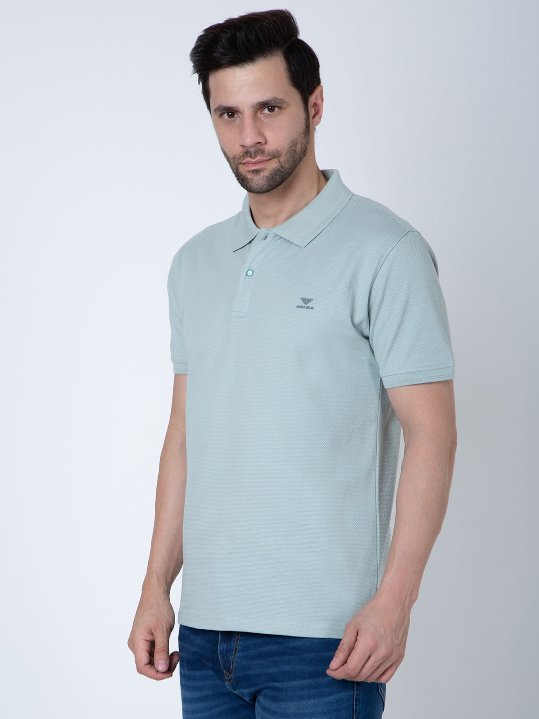 Men Polo Popcorn Sea Green T-Shirt