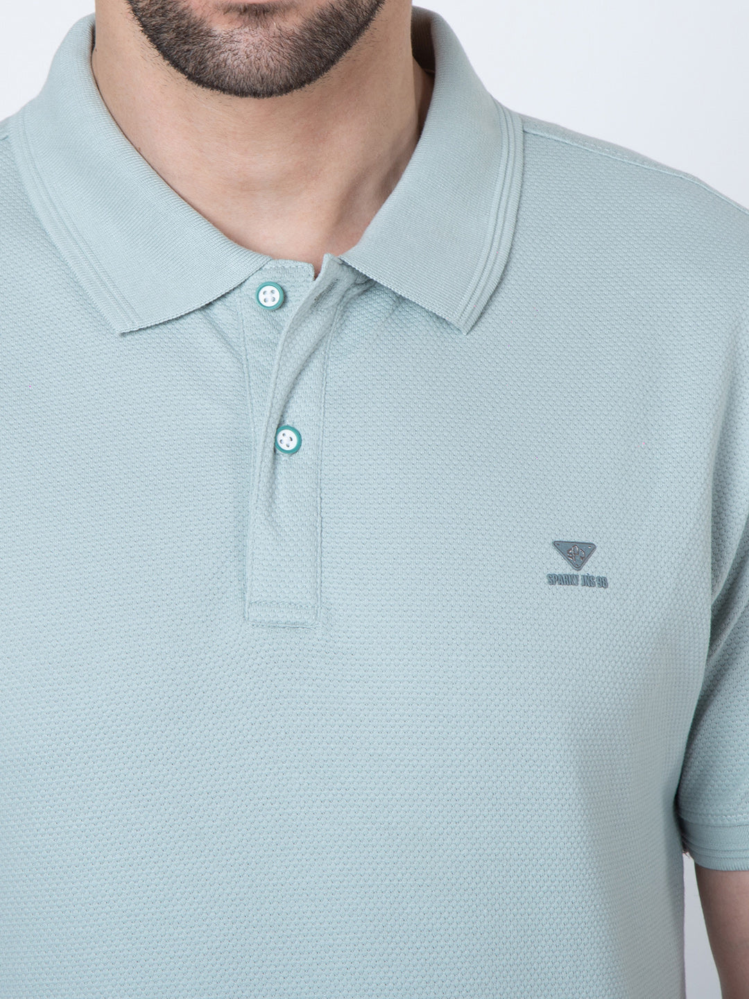 Men Polo Popcorn Sea Green T-Shirt