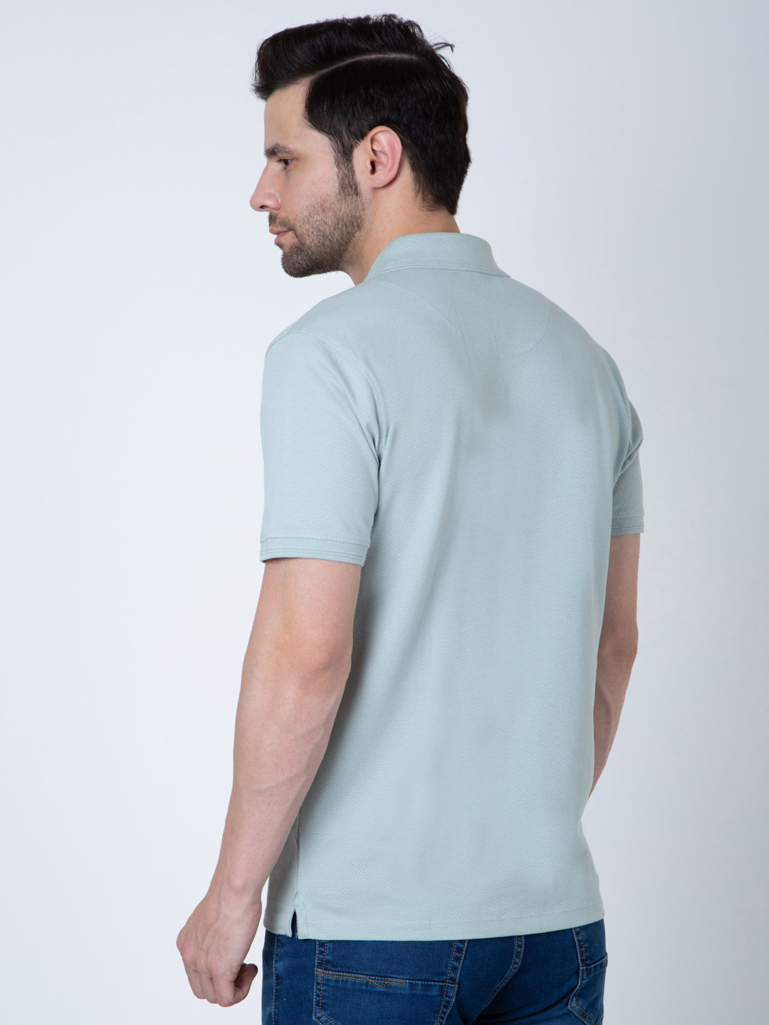 Men Polo Popcorn Sea Green T-Shirt