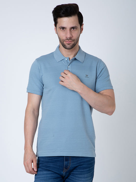 Men Polo Jacquard Sky T-Shirt