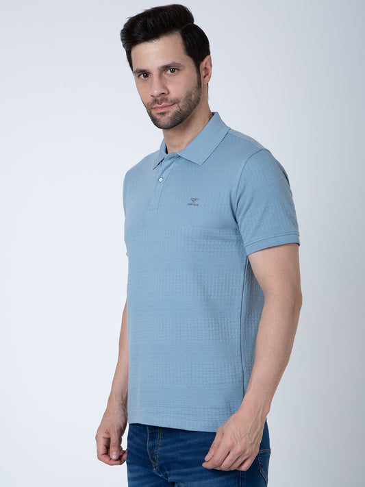 Men Polo Jacquard Sky T-Shirt