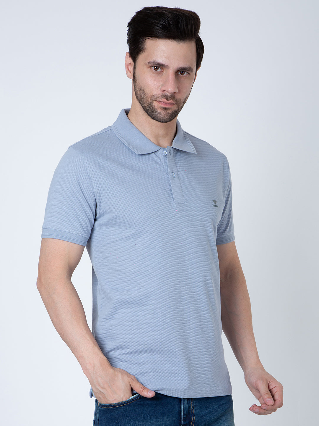 Men Polo Popcorn Sky Blue T-Shirt