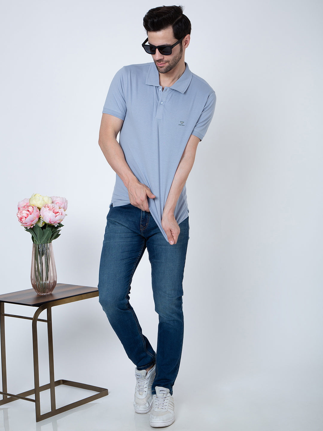 Men Polo Popcorn Sky Blue T-Shirt
