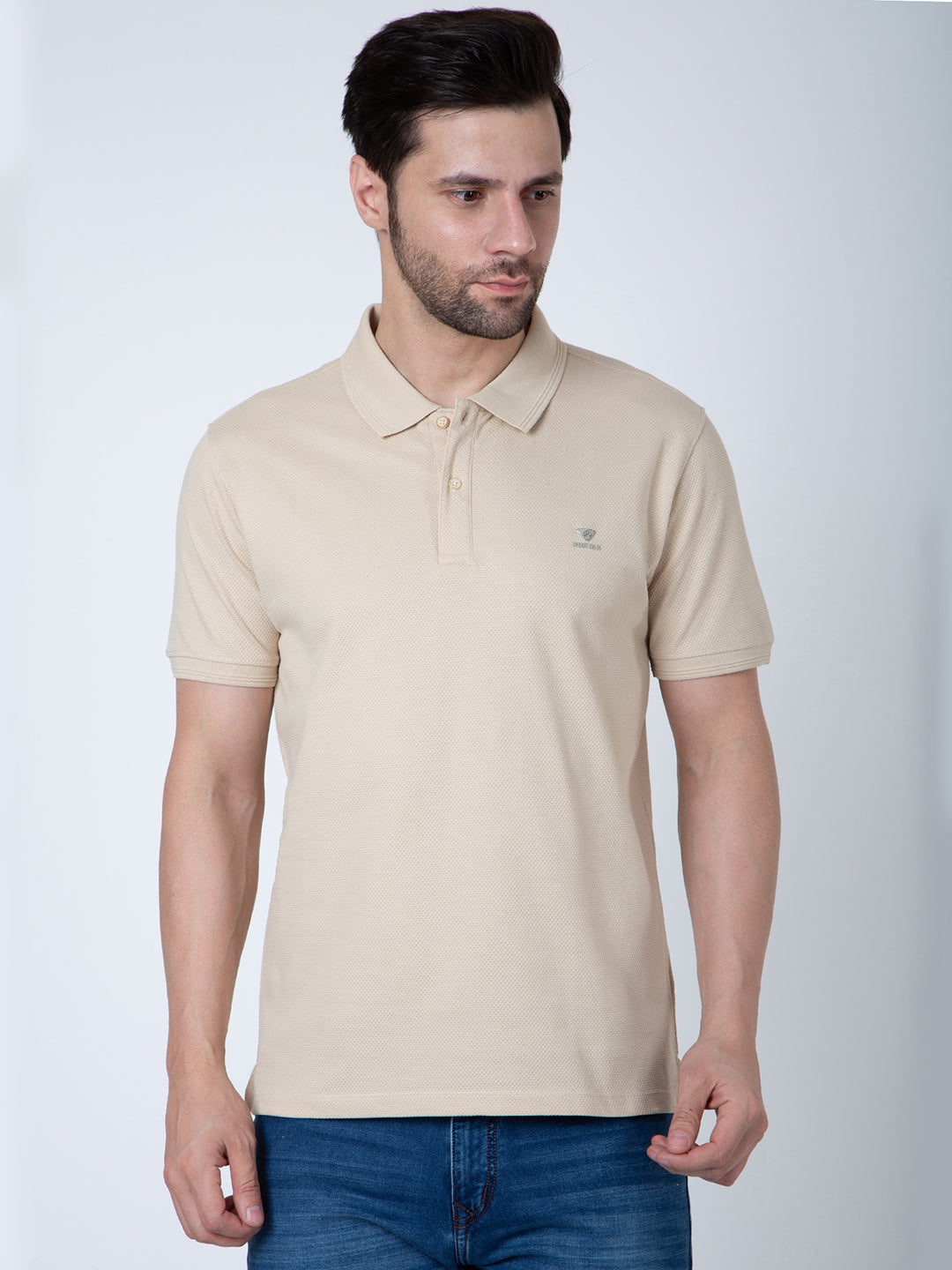 Men Polo Popcorn Beige T-Shirt