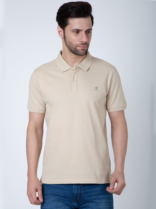 Men Polo Popcorn Beige T-Shirt