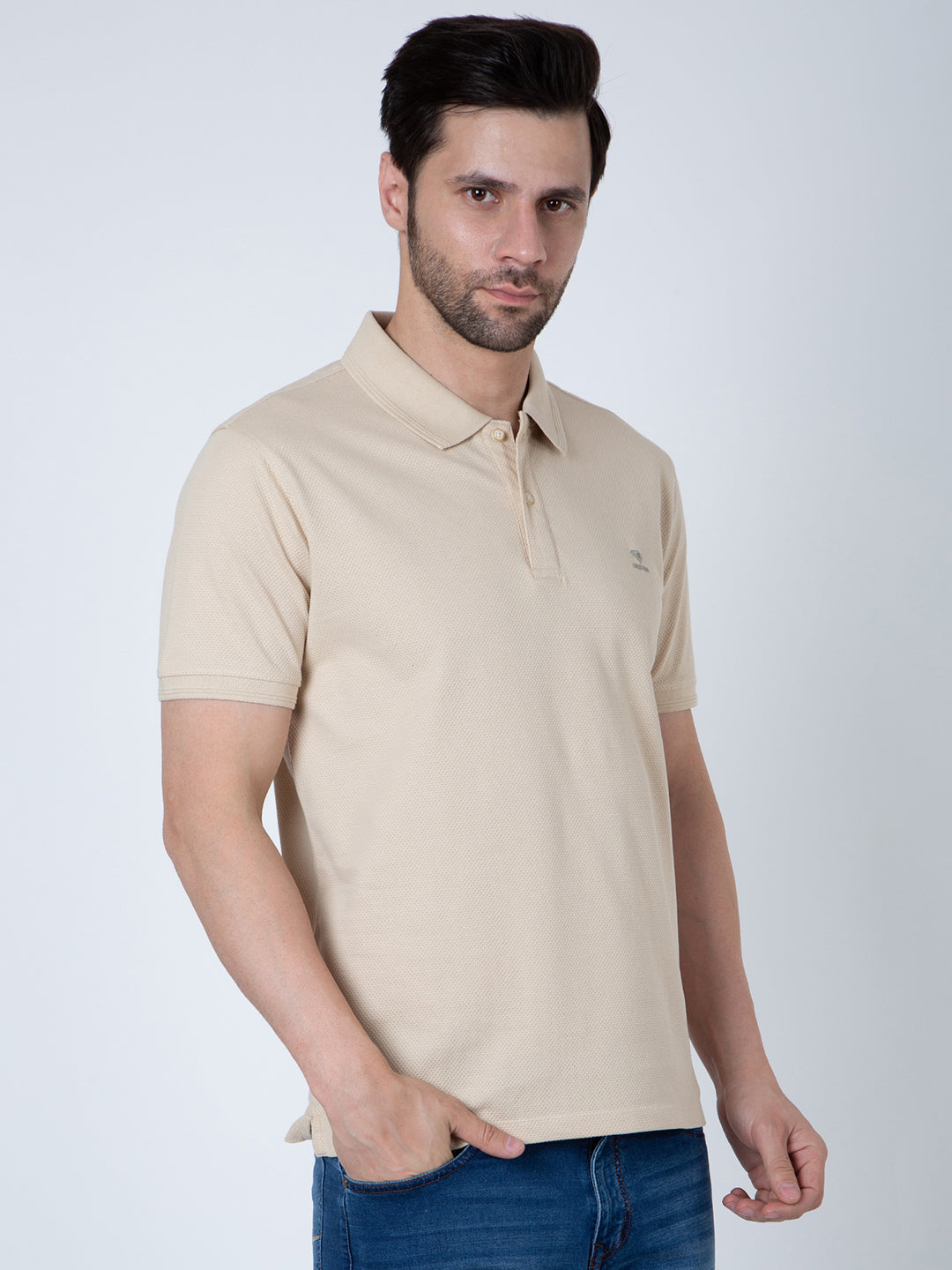 Men Polo Popcorn Beige T-Shirt