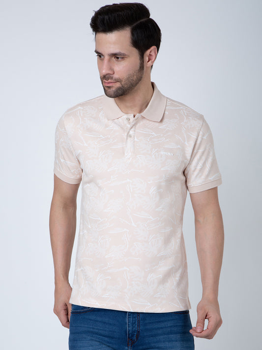 Men Polo Jacquard Peach T-Shirt