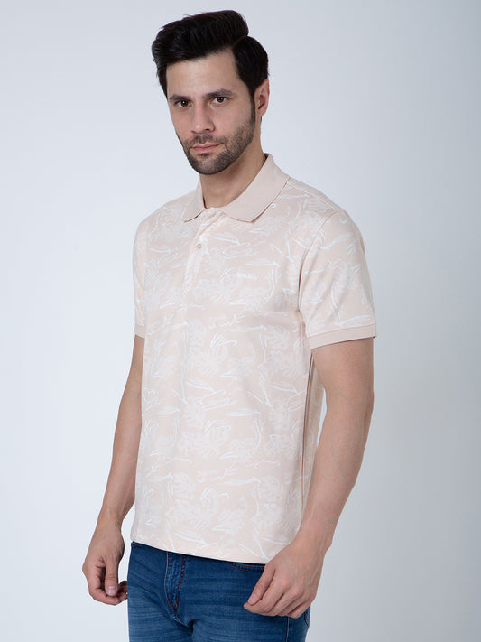 Men Polo Jacquard Peach T-Shirt