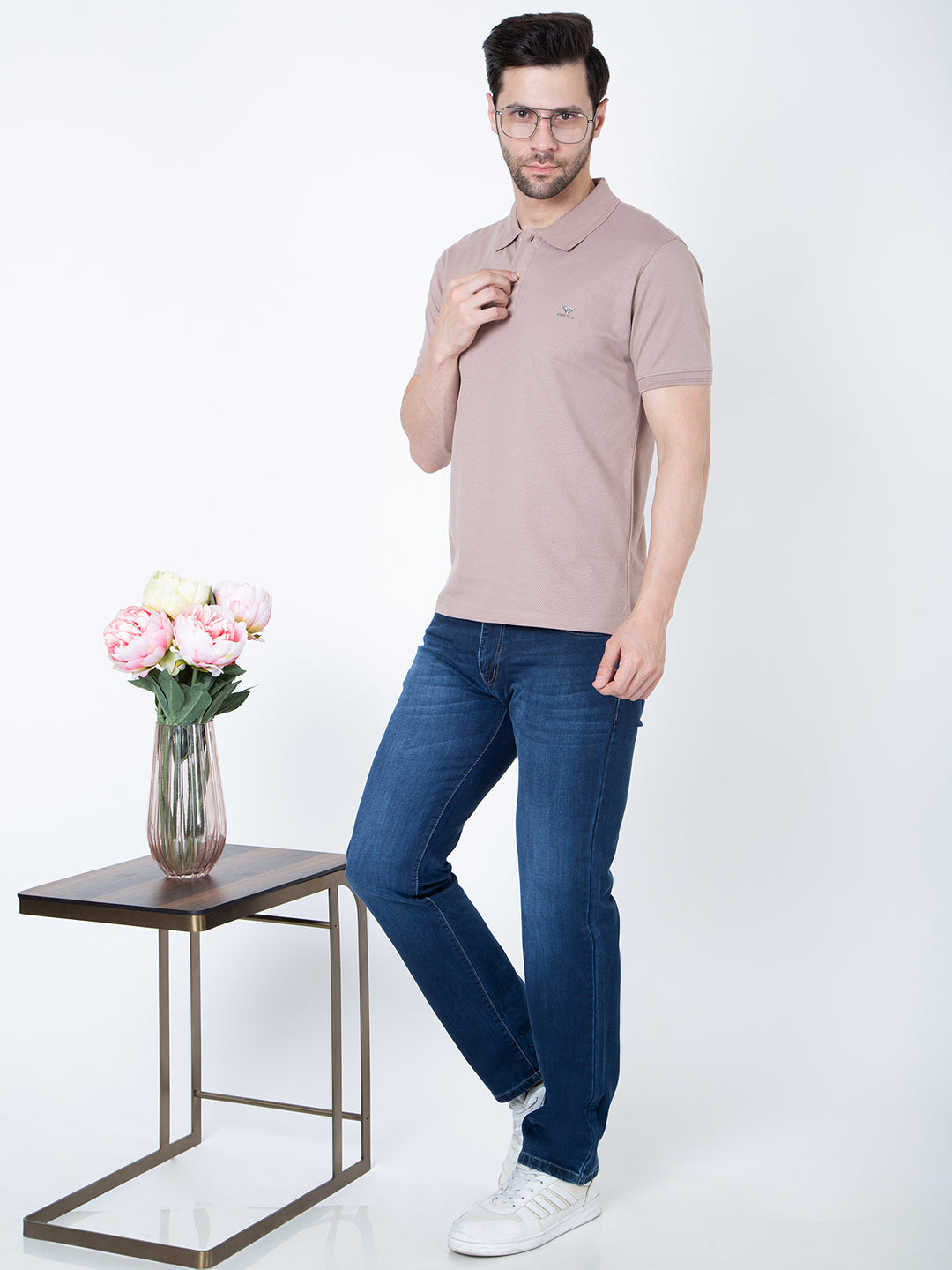 Men Polo Popcorn Light Brown T-Shirt