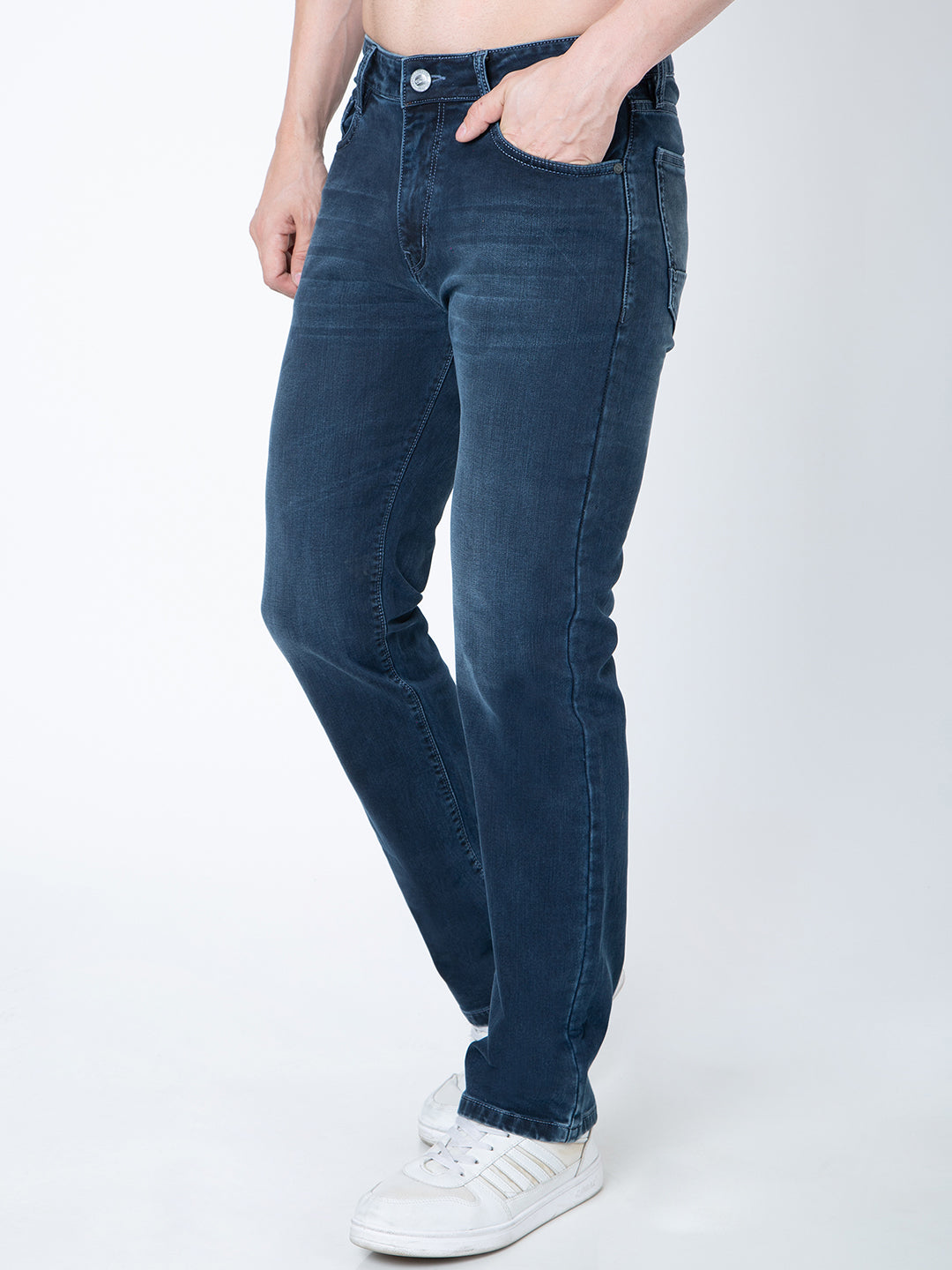 Men Dark Blue Straight Fit Denim