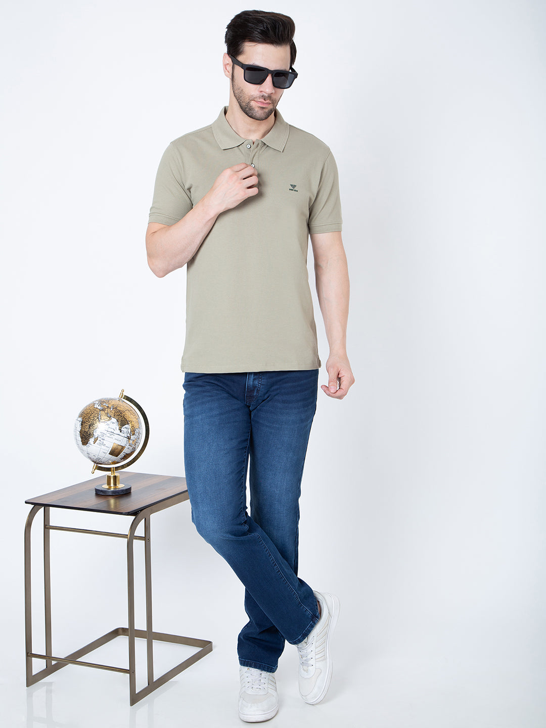 Men Polo Popcorn Olive T-Shirt