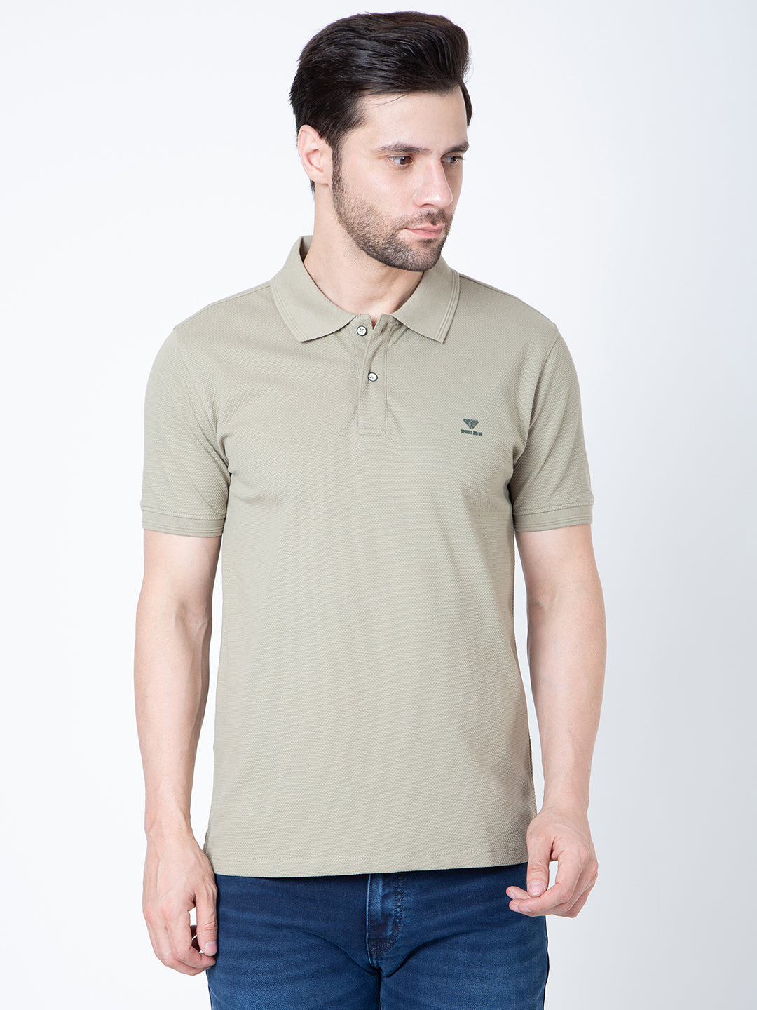 Men Polo Popcorn Olive T-Shirt