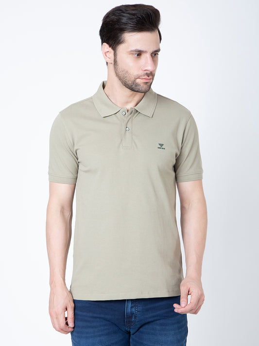 Men Polo Popcorn Olive T-Shirt