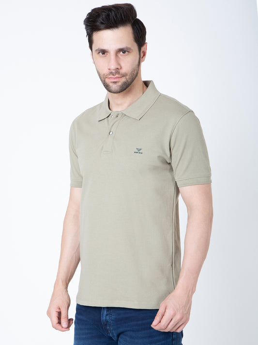 Men Polo Popcorn Olive T-Shirt