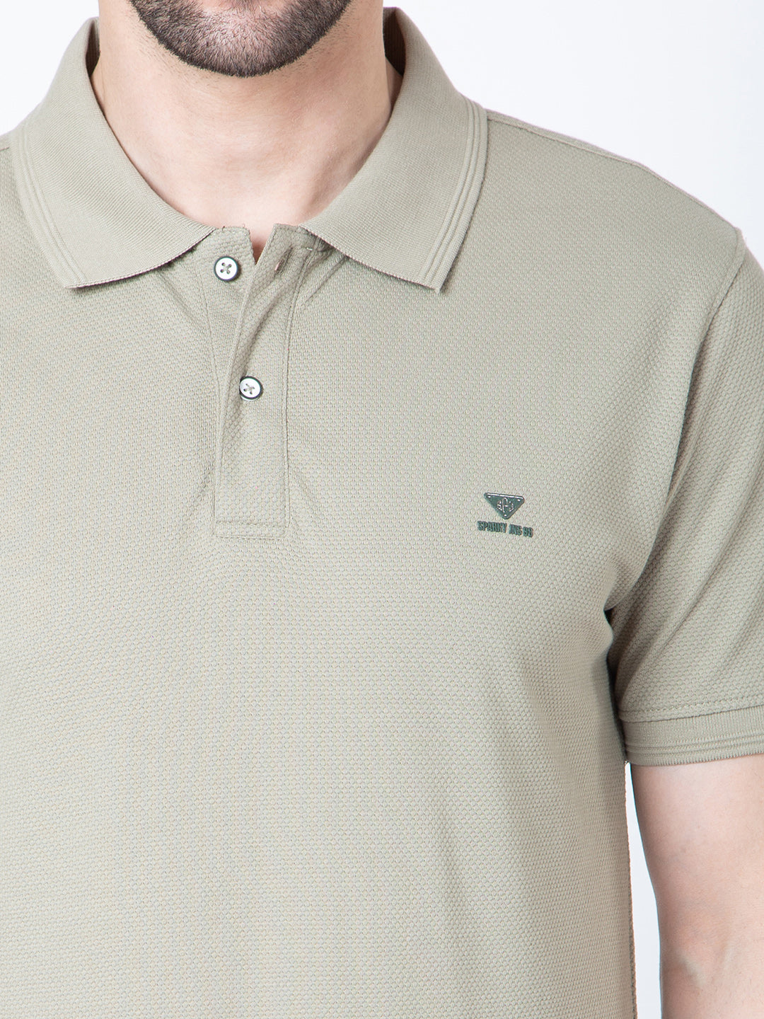 Men Polo Popcorn Olive T-Shirt