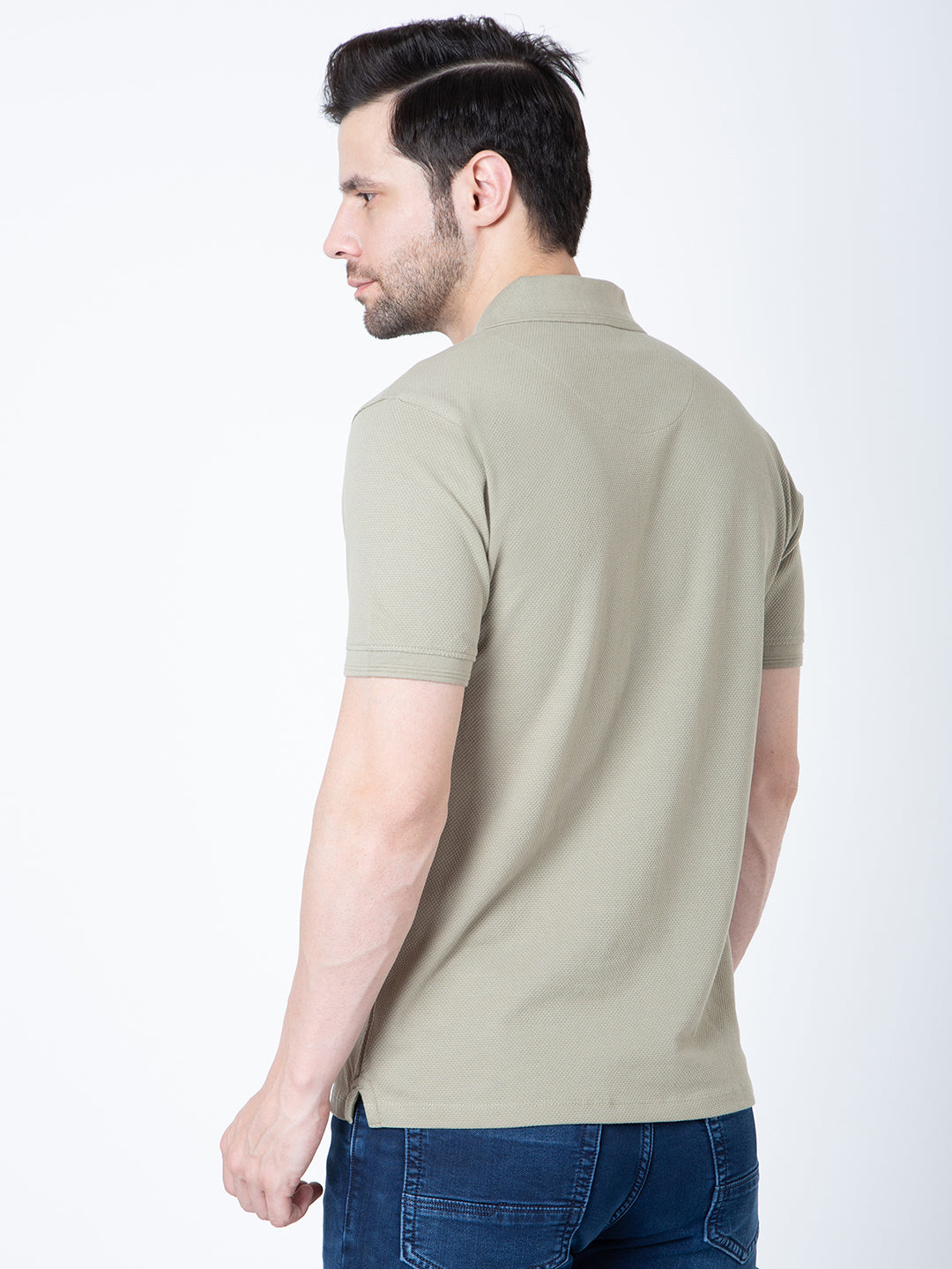 Men Polo Popcorn Olive T-Shirt