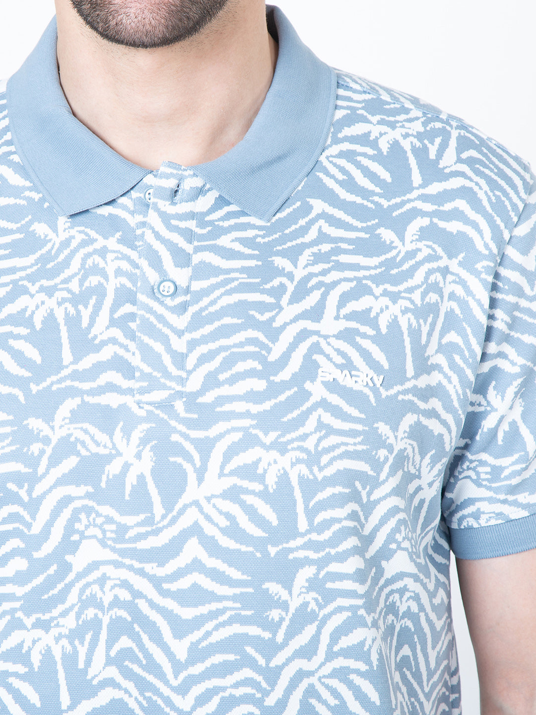 Men Polo Jacquard Blue T-Shirt