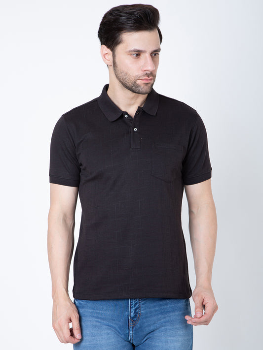 Men Polo Jacquard Black T-Shirt