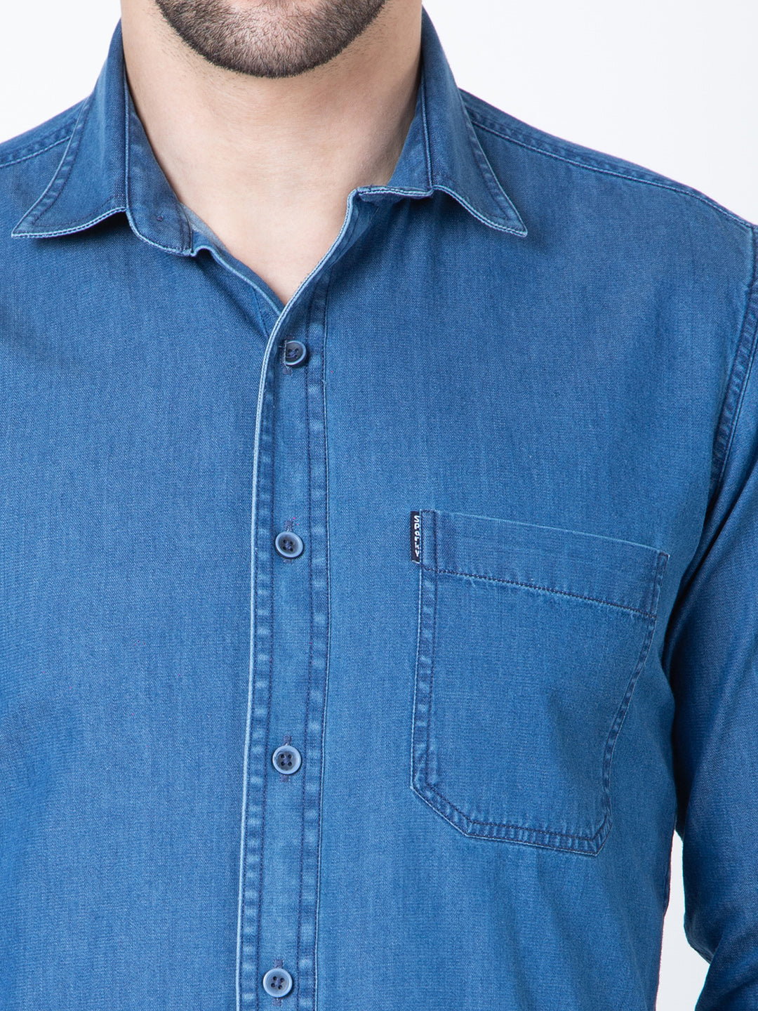 Men Blue Check Shirt