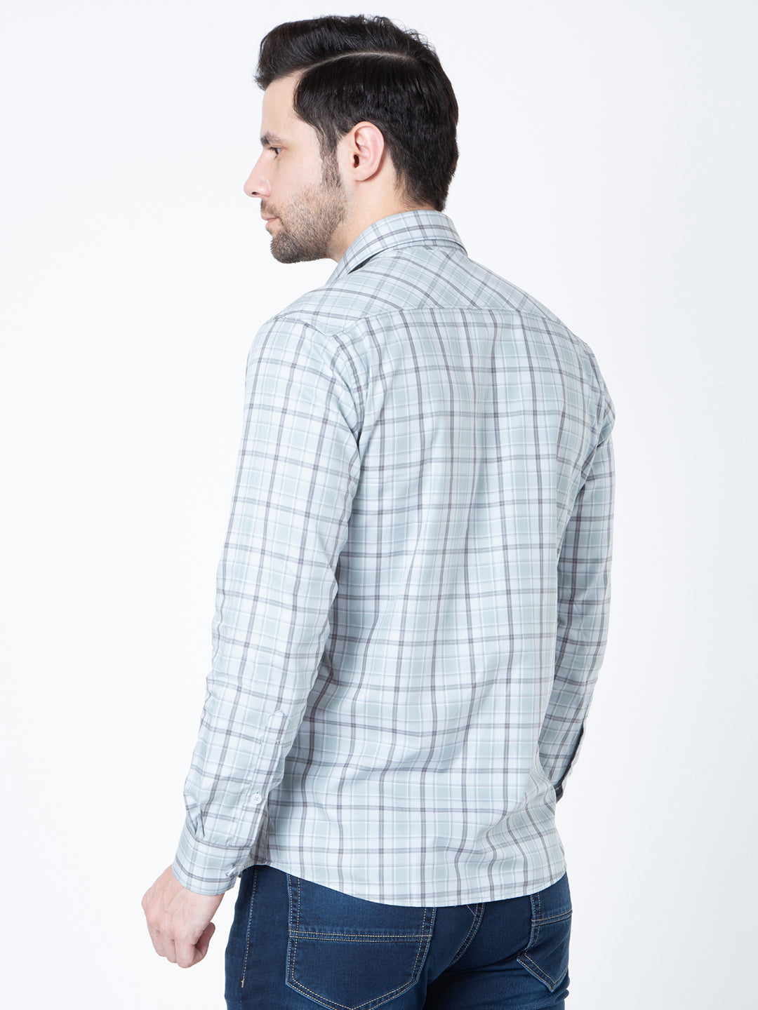 Mens Indigo Check Casual Shirt