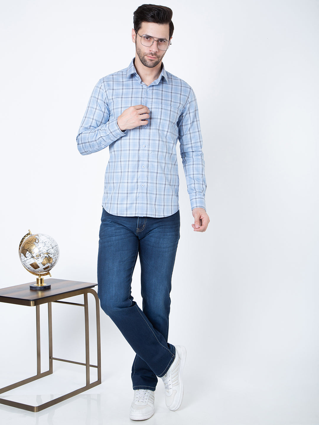 Men Sky Check Shirt