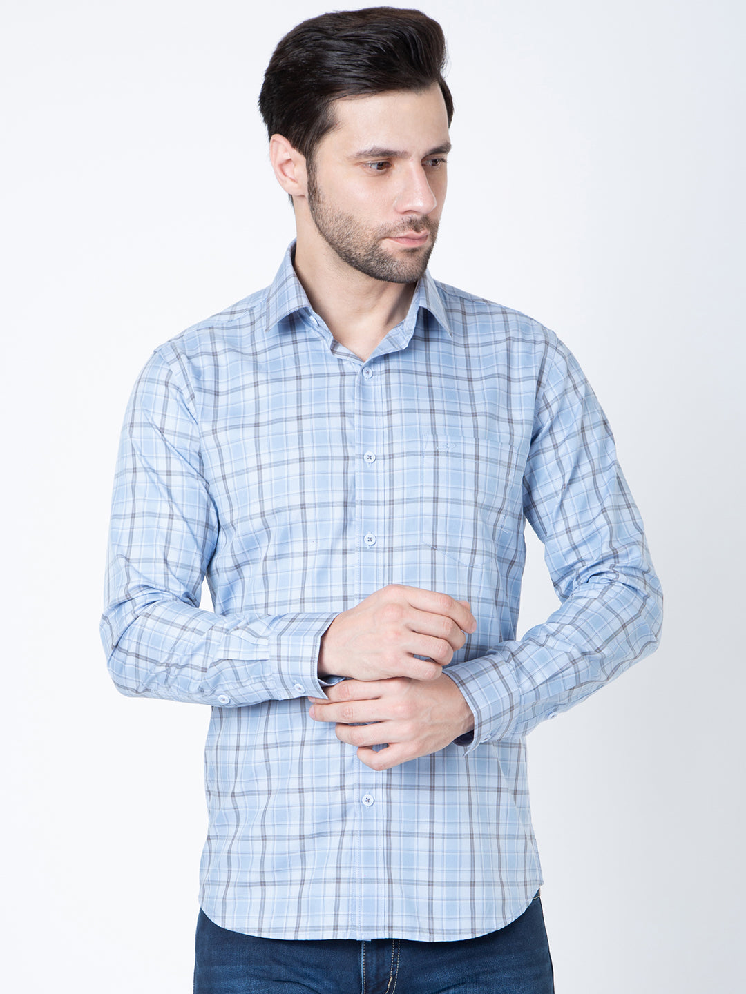 Men Sky Check Shirt