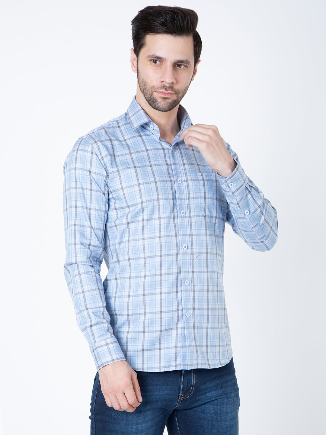 Men Sky Check Shirt