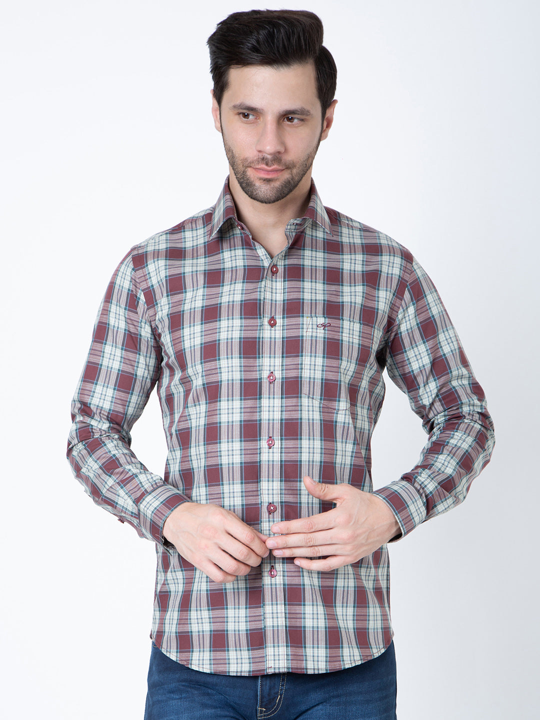 Mens Indigo Check Regular Fit Shirt