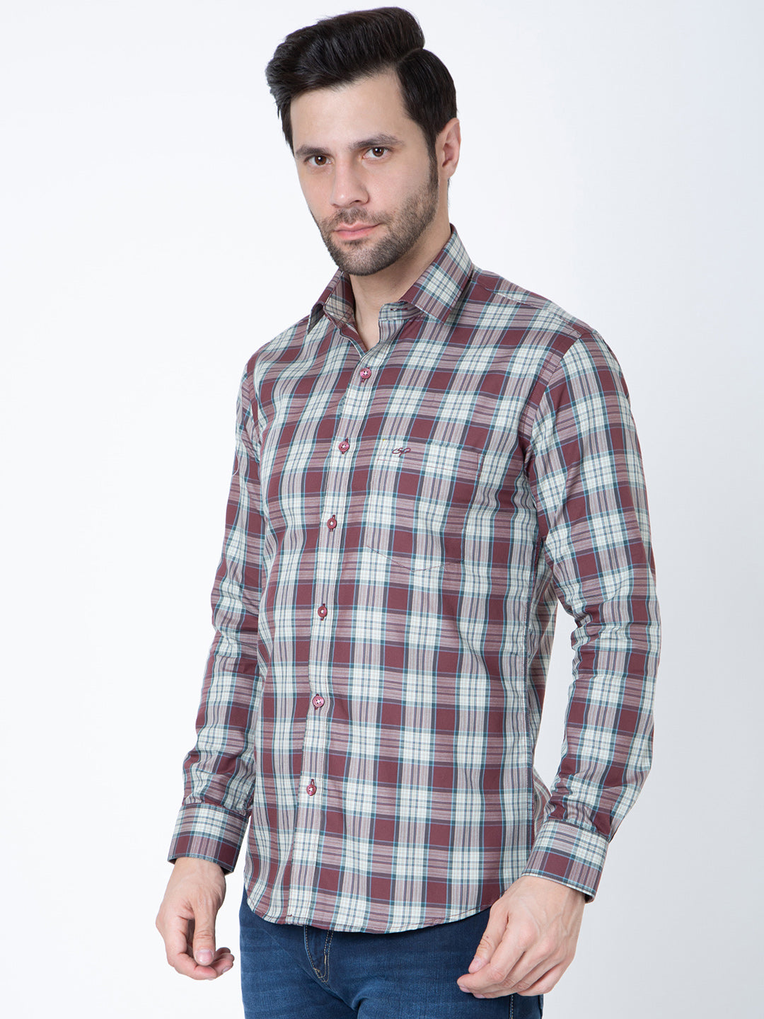 Mens Indigo Check Regular Fit Shirt