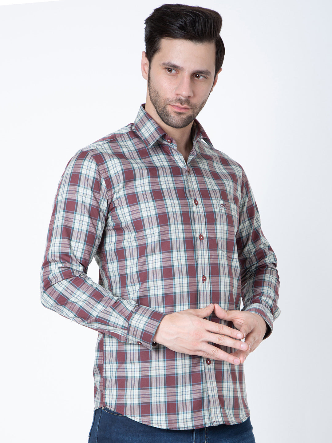 Mens Indigo Check Regular Fit Shirt