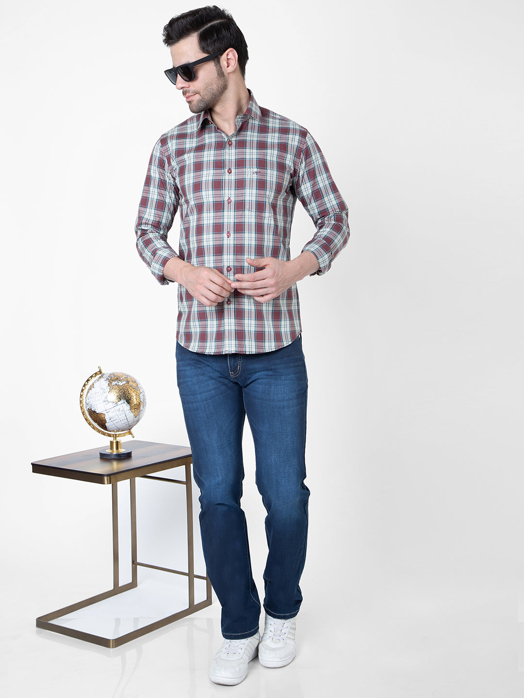 Mens Indigo Check Regular Fit Shirt