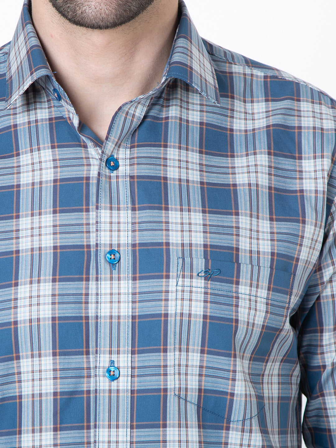 Men Royal Blue Check Shirt