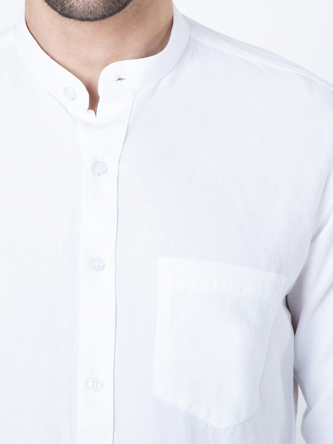 Men White Bane Collor Shirt