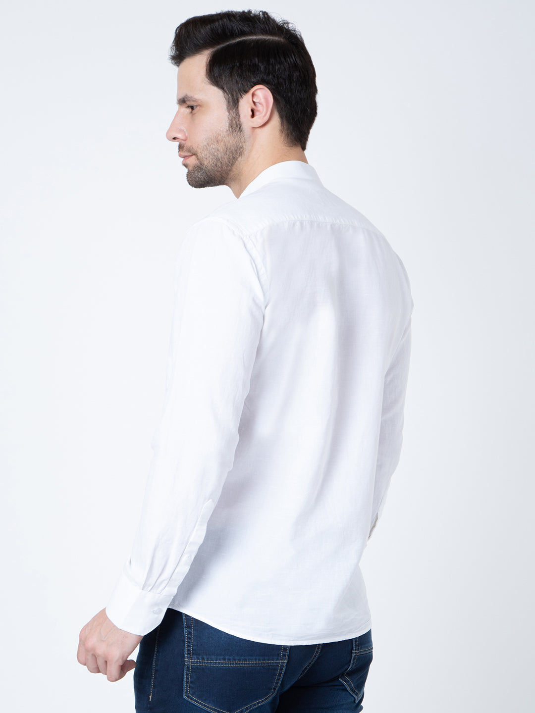 Men White Bane Collor Shirt