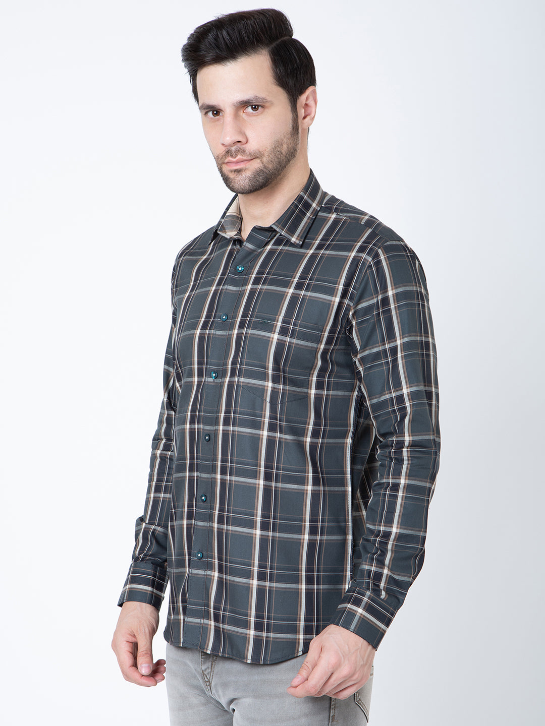 Men Green Check Shirt