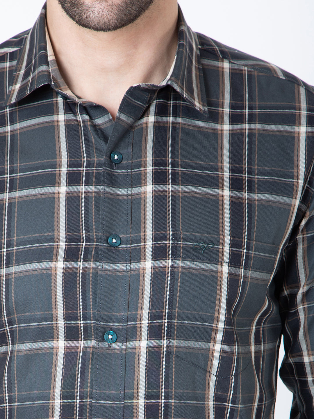 Men Green Check Shirt