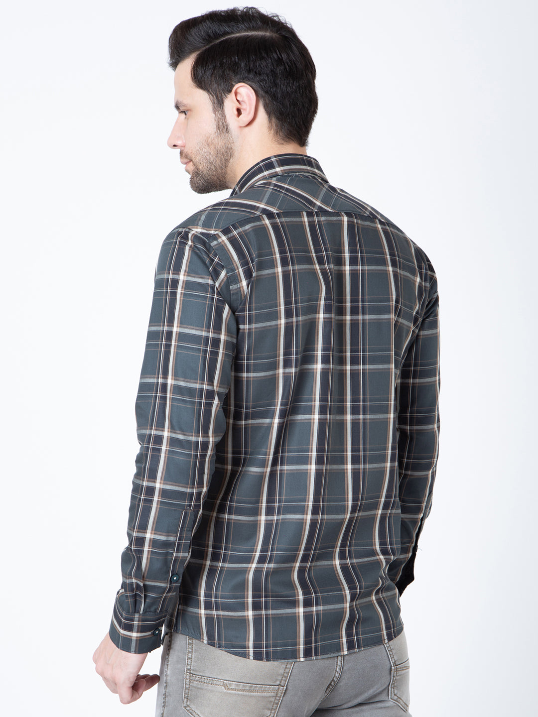 Men Green Check Shirt