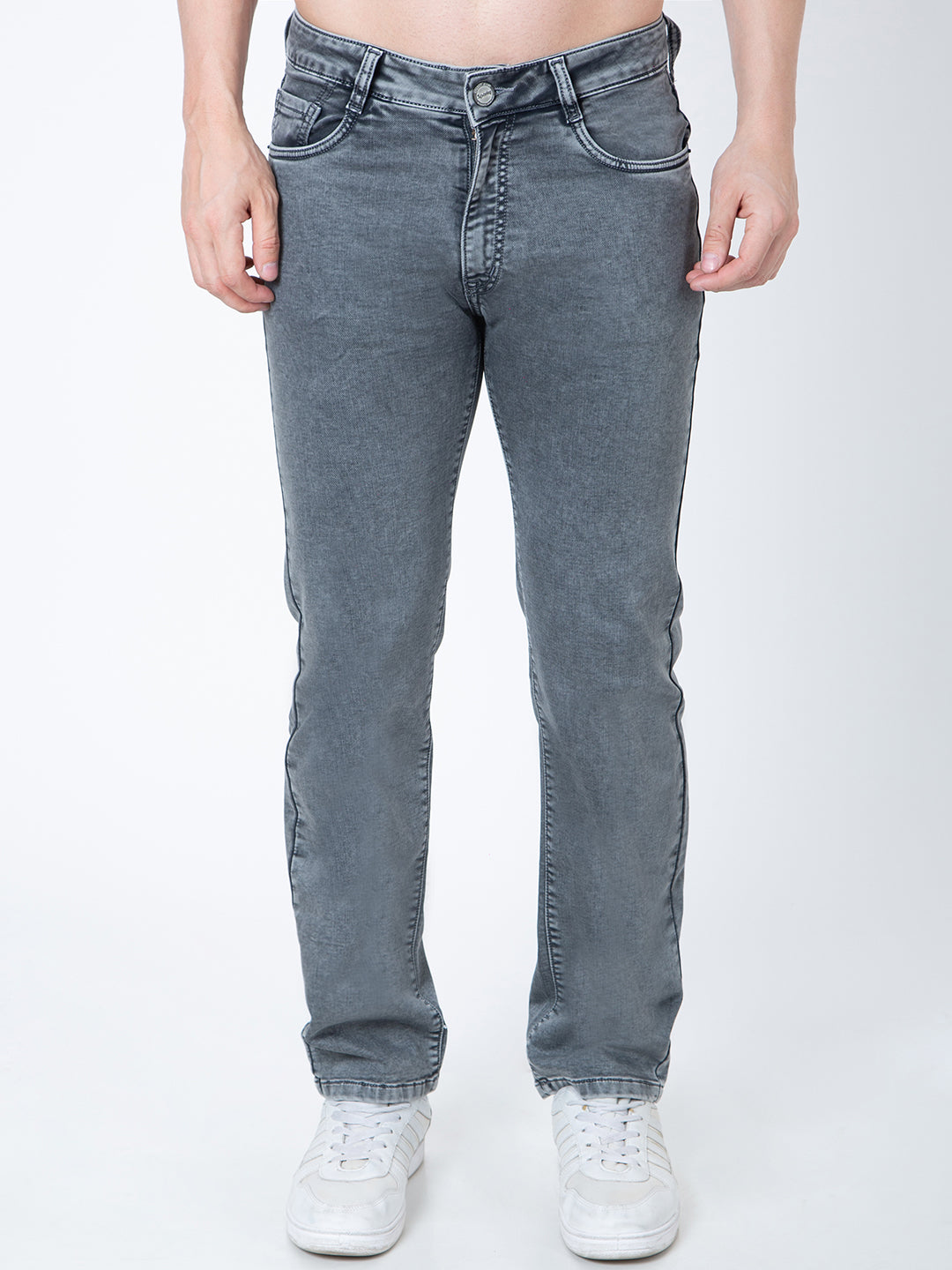 Men Light Grey Straight Fit Denim