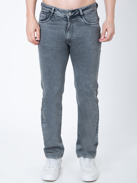 Men Light Grey Straight Fit Denim